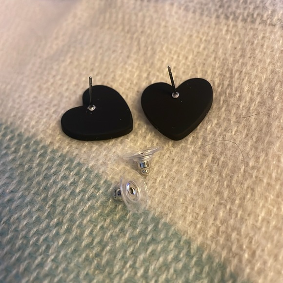Black Heart Studs - Picture 2 of 2